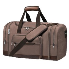 50L Expandable Canvas Duffle Bag Weekender 20.5 x 11.5 x 10 inches, Brown