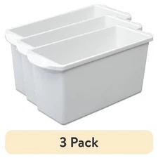 (3 pack) Sterilite Ice Cube Bin, Narrow Design, Space-efficient, BPA-Free, White