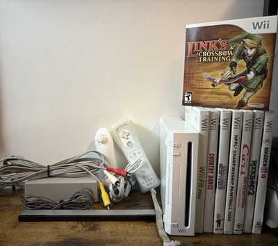 Nintendo Wii Console White with 8 Games Bundle Tested Working RVL-001