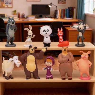Masha and The Bear Sciuridae Goat Cartoon PVC Action Figure Toy Kids Xmas Gifts