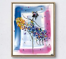 WhyteSpyder original woman painting 14X11 Gallery Paper colorful modern art