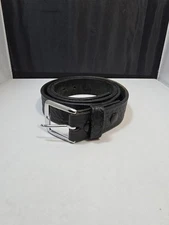 Boston Leather Belt Black Basketweave 44 Buckle USA 6505 Workwear Uniform (X)