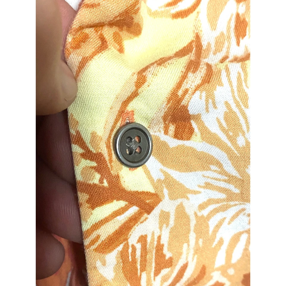 Camisa de Campamento INC Hibisco Botón Para Hombres XS Naranja Rojo Hawaiano Tropical Aloha Floral Foto 4 de 4