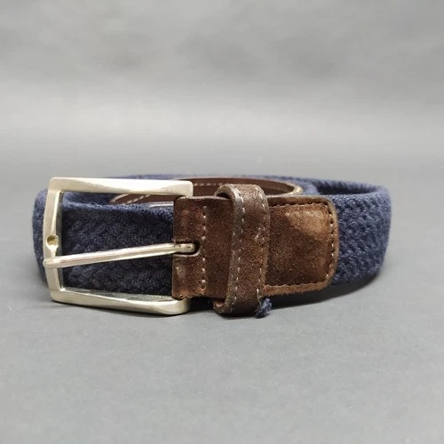 Barba Napoli Brown Wool and Leather Belt Made in Italy 95/110