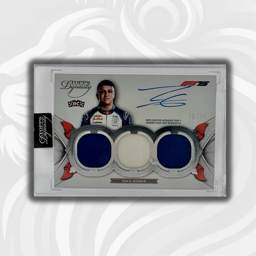 Iha Rookie F Pattern /10 Isack Hadjar #SDTRA-IHA - Triple Relic Auto - 2025 Topps Dynasty F1 ...