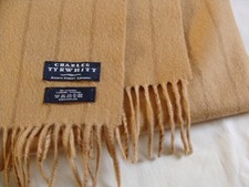 Charles TYRWHITT Long CAHSMERE SCARF Camel Brown Striped Fringe 183 cm 72" long