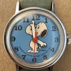 Vintage Wind-Up Snoopy 1958 Peanuts Watch w/Blue Face for Parts Repair - Timex
