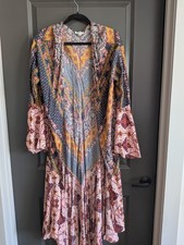 Womens Umgee Long Kimono Size M Patchwork Floral Paisley Boho Fairy Statement