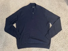 14th & Union Men’s XL Black Quarter Zip Cotton Cashmere Blend Sweater Classic