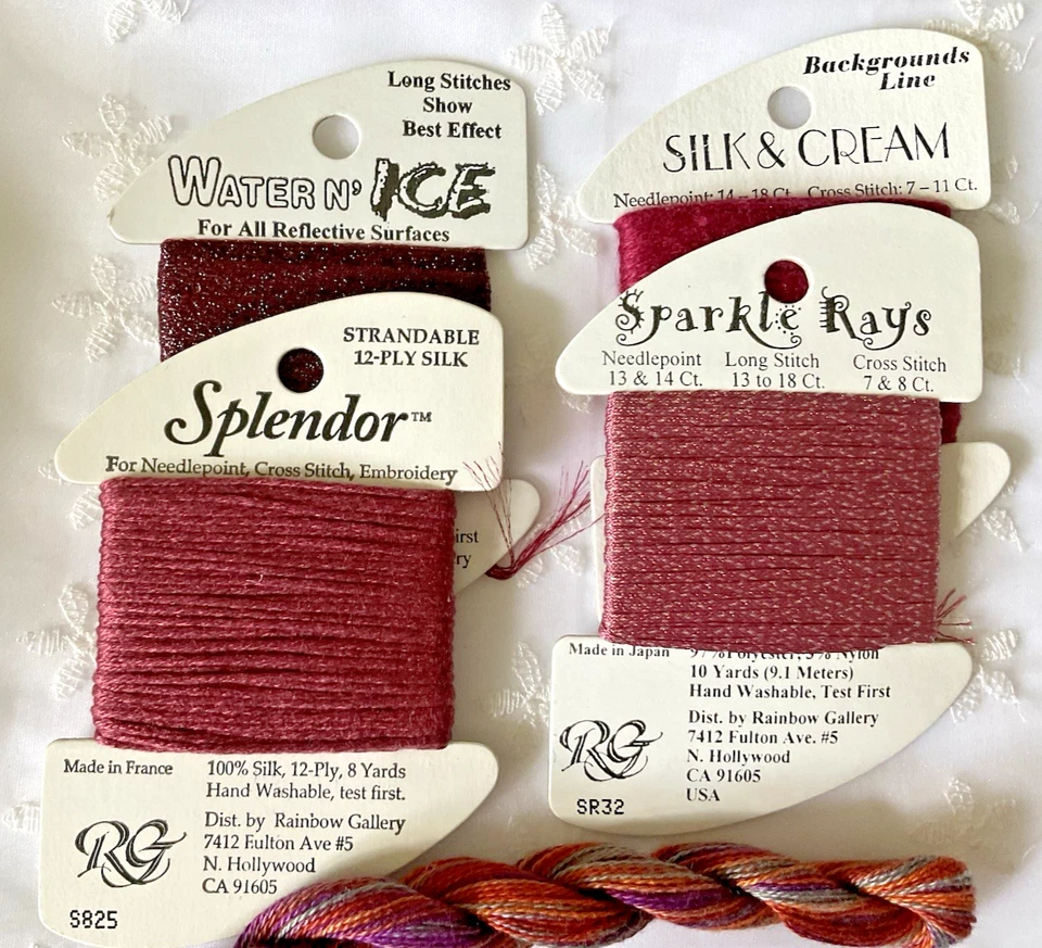 Needlepoint Embroidery Thread Lot of 5 Rainbow Gallery & Caron Mauves - Image 2 of 4