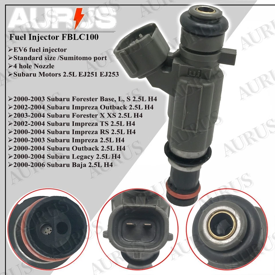 x4 OEM AURUS новый топливный инжектор для 2000-2006 Subaru Outback Impreza Baja 2,5 л H4 - Изображение 2 из 4