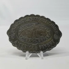 Vintage Montauk Silver Company Patience Integrity Guts Law & Order Belt Buckle