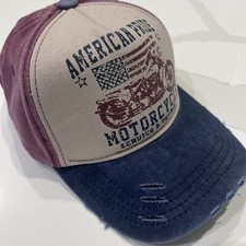 American Pride Motorcycle Tri Color Denim Base ball Cap 