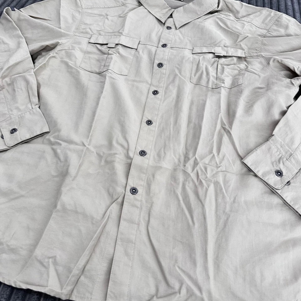 Camisa Diseño Alpino Para Hombres XXL Beige Pesca Ventilada Senderismo Informal Manga Larga Foto 3 de 4