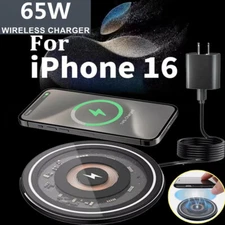 65W Wireless Charger Fast Charge Pad For iPhone 17 16 15 14 13 12 Pro Max/Plus