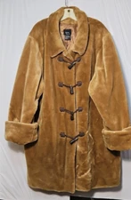 Dennis Basso Zip Plush Light Brown Faux Fur Coat • Large Buttons • Size 3X