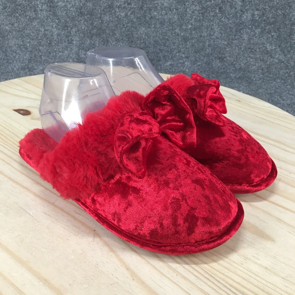 Zapatillas Dena Lives para mujer 7-8 mula rojo terciopelo imitación piel forradas punta cerrada cómodas Foto 3 de 4