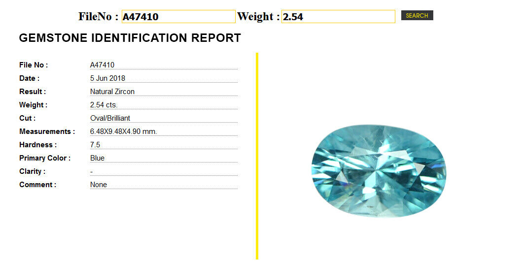 2.54 cts 9.48x6.48mm VS Oval Brilliant Natural Medium Blue 2.54 cts 9.48x6.48mm VS Oval Brilliant Natural Medium Blue