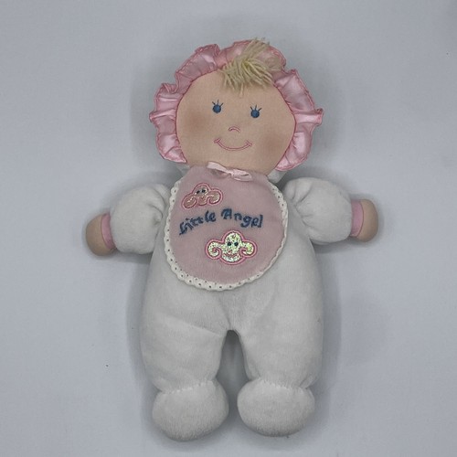 Kinder 2 wachsen Puppe Plüsch kleiner Engel rosa weiß Haube blond Lätzchen Velours 8 Zoll - Bild 2 von 8