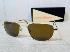 AO AMERICAN OPTICAL CHECKMATE Gold Frame w 56mm Brown Nylon Lenses Suns $260