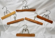 6 VTG HOOK WOOD CLAMP HANGERS SETWELL PRESTOLOK SLACKS PANTS SKIRTS