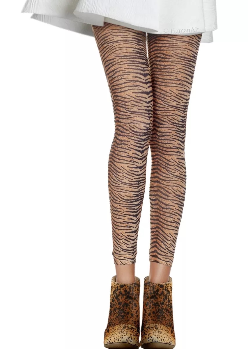 Opaque Tiger Print Footless Tights