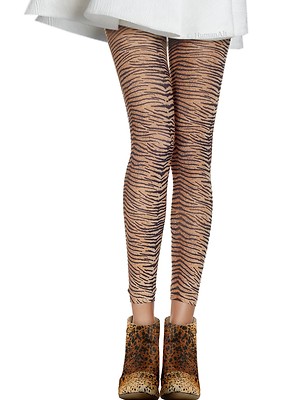 Opaque Tiger Print Footless Tights | eBay