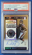 2019 David Montgomery RC /25 AUTO POP 1  Var. Contenders Playoff Ticket PSA 10