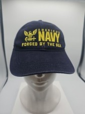 Americas Navy Forged By The Sea Adult Hat Cap Adjustable Embroidered Made In USA