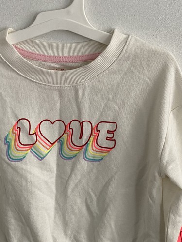 Cat & Jack - Cream/Heart Pull Over Sweater (Be My Bestie) Size S(6/7) New - Picture 3 of 4