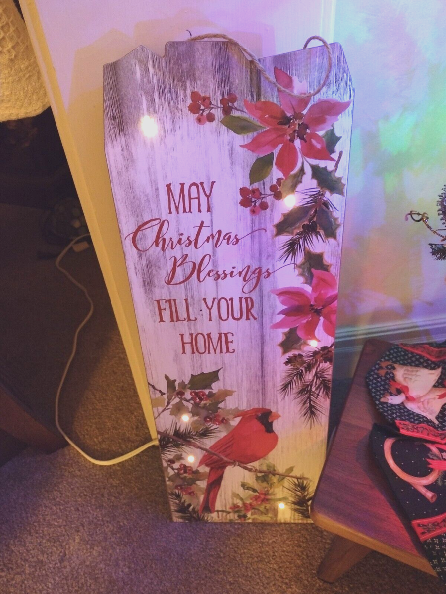 ing wall plaque クリスマス Ganz Christmas Blessings Light Up Hanging Wall Plaque Cardinal