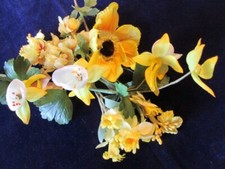 Vintage Millinery Flower Collection Yellow 1 1/2-3" W/Velvet German H4739