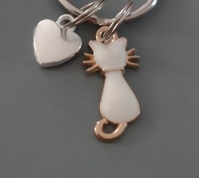 Schöner Schlüsselanhänger ''weiße Katze'' Bagcharm tolles nützliches besonderes purrfektes Geschenk   