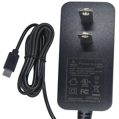 5V 3A USB-C UL AC Adapter for Gooloo GP2000 GP4000 Car Jump Starter JS-368 15W