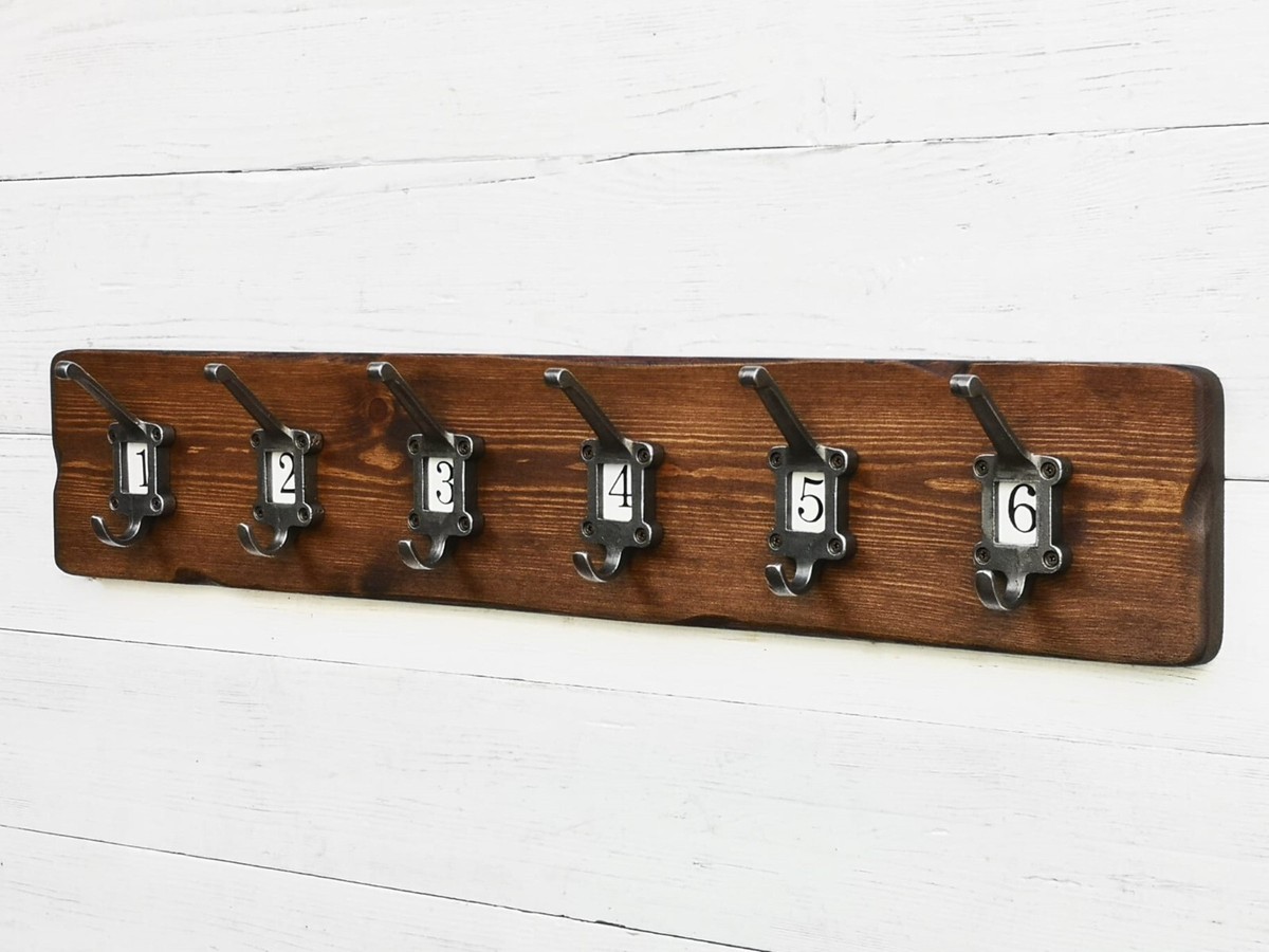 Vintage style Cloakroom School style Coat&Hat Rack with label frame hooks  No1-10