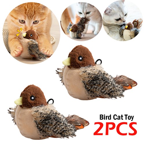 2 Chirping Bird Cat Toy Interactive Cat Toy Bird Chirp Tweet Exercise Toy - Picture 2 of 11