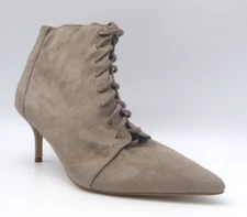 Charles By Charles David Gray Fabric Ankle Boot Heels Sz 7 M Pointed Toe Lace Up