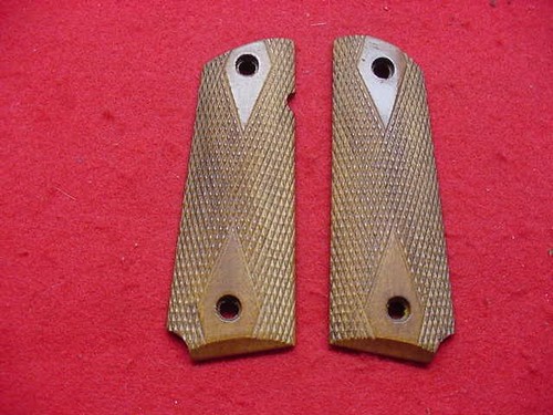 Full Size 1911 Black Pearl Polymer Ambi Safty Cut Grips - Bonus 4 Gold Screws