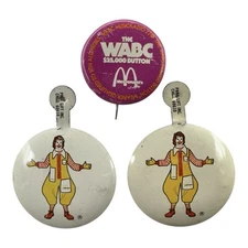 McDonald's Vintage 1970 RONALD McDonald FOLD TAB TIN PIN BUTTONS Advertising LOT