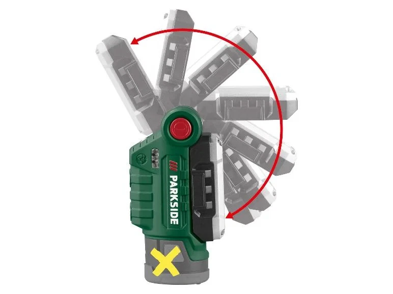 Parkside Linterna LED Recargable de Trabajo Con Clip y Cabezal Inclinable