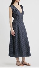 NWT! $468 DÔEN Tahlia Polka Dot Silk-Blend Midi-Dress, XS