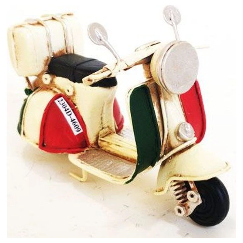 Scooter in Metallo Modellino Vintage Bianco 11x5,5x7,5 cm Retro Soprammobile, fotografia 4 di 9