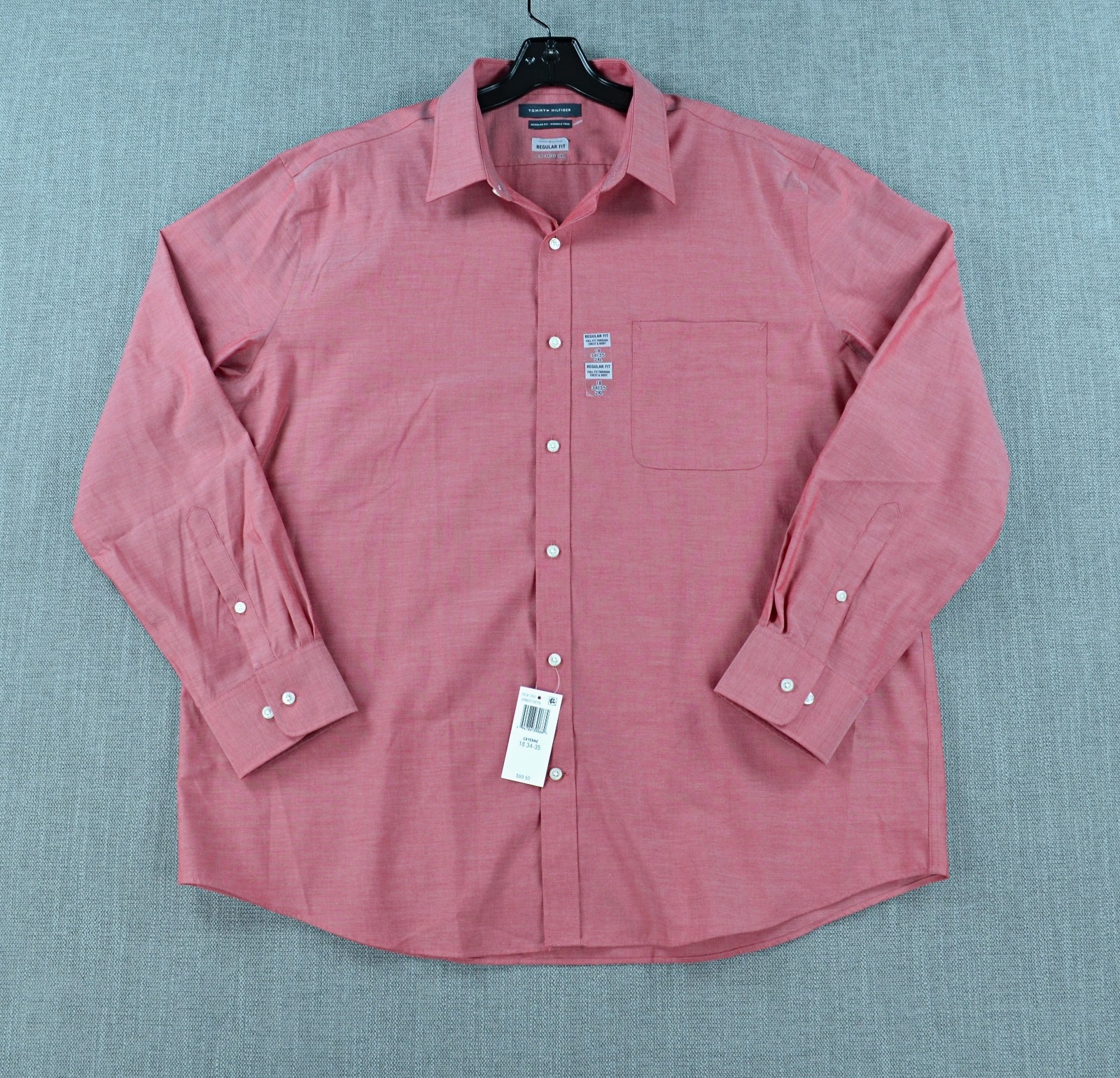 Tommy Hilfiger Dress Shirt Men's 2XL 18 34/35 Regular Fit Long Sleeve NWT