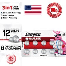 2032 Batteries 10 Pack 3V Lithium Coin Batteries with Child Shield Protection