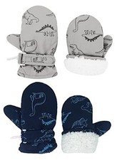 Toddler Gloves Kids Mittens Winter Warm Lined Fleece 2-4T Dinosaur 2 Pairs N g