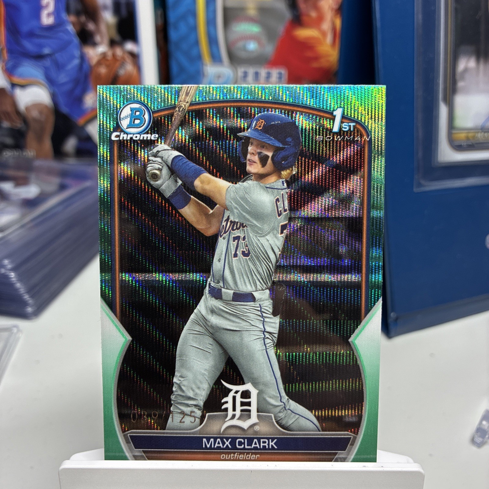 Max Clark 2023 Bowman Draft Chrome 🔥 Aqua Wave #d /125 🔥 Tigers 1st Bowman