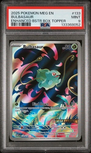 2025 POKEMON MEG EN-MEGA EVOLUTION ENHANCED BOOSTER BOX TOPPER BULBASAUR PSA 9