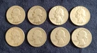 (Lot of 8) Washington Quarters 90% Silver - (1934 - 1964)  - $2.00 Face G2