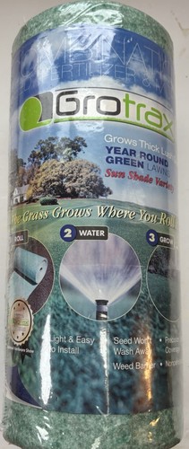 Grotrax Quick Fix Year Round Green Mixture Grass Roll Seed Mat 1x50 feet USA NEW - Picture 5 of 7