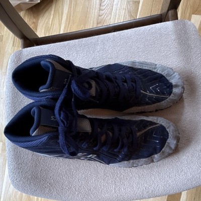ASICS Aggressor Wrestling Shoes Navy and Gray Men's High-Top Size 12  